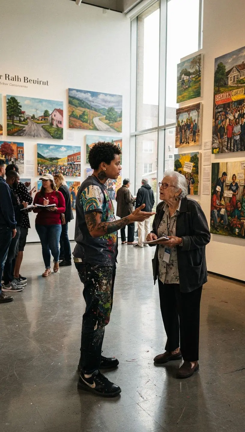 Ilustrace participativní demokracie a místních hlasů.